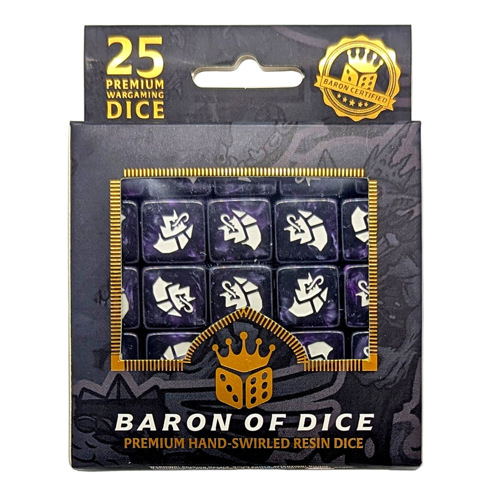 Baron of Dice - Alien - Purple & White - 16mm Dice Set (25)