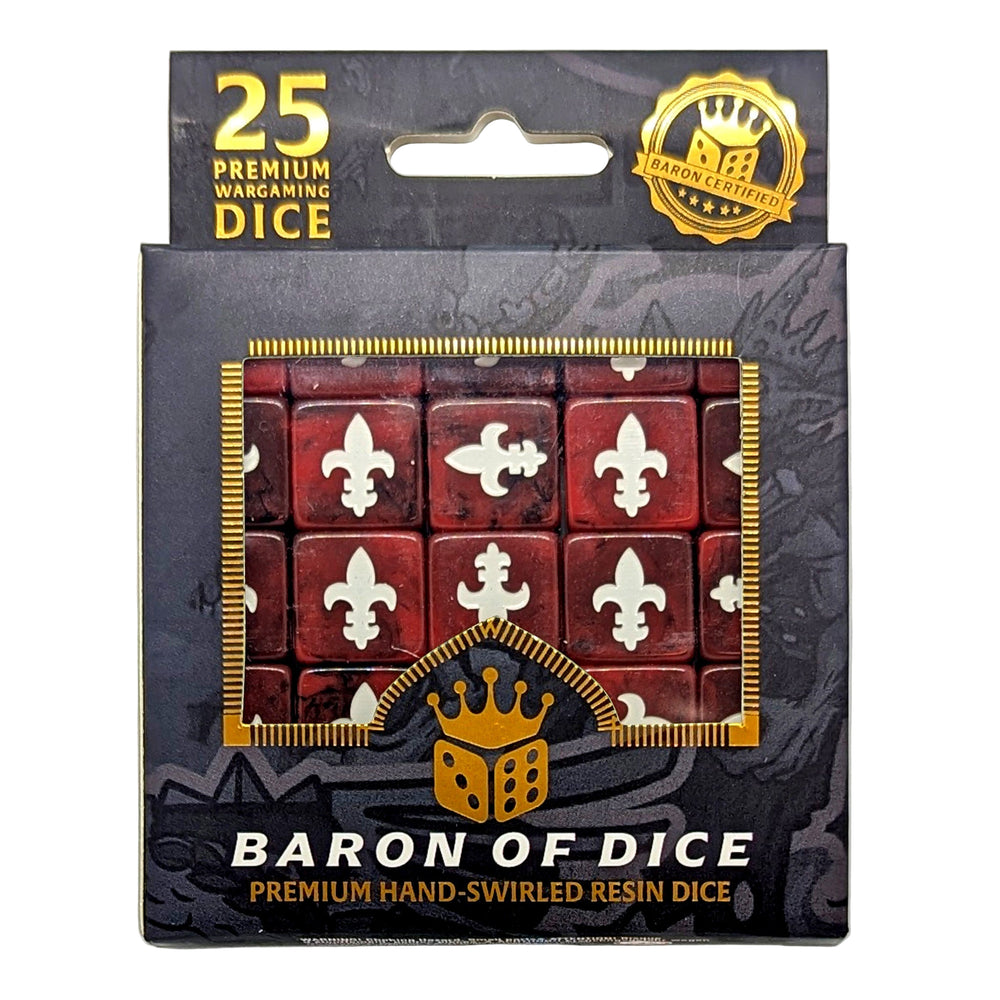 Baron of Dice - Fleur De Lis - Red - 16mm Dice Set (25)