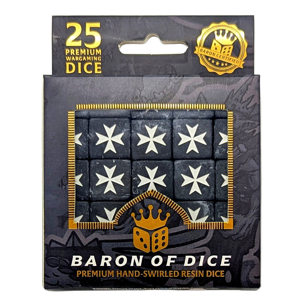 Baron of Dice - Knights Templar - Black - 16mm Dice Set (25)
