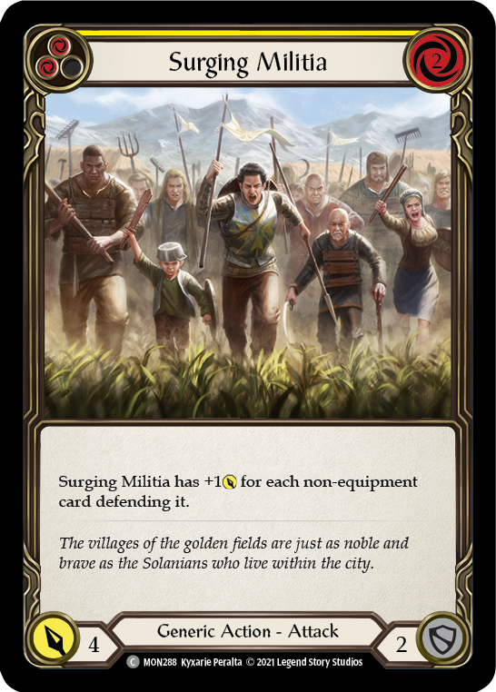 Surging Militia (Yellow) [MON288-RF] (Monarch)  1st Edition Rainbow Foil