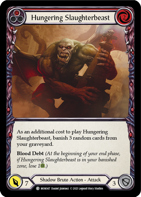 Hungering Slaughterbeast (Red) [MON147] (Monarch)  1st Edition Normal
